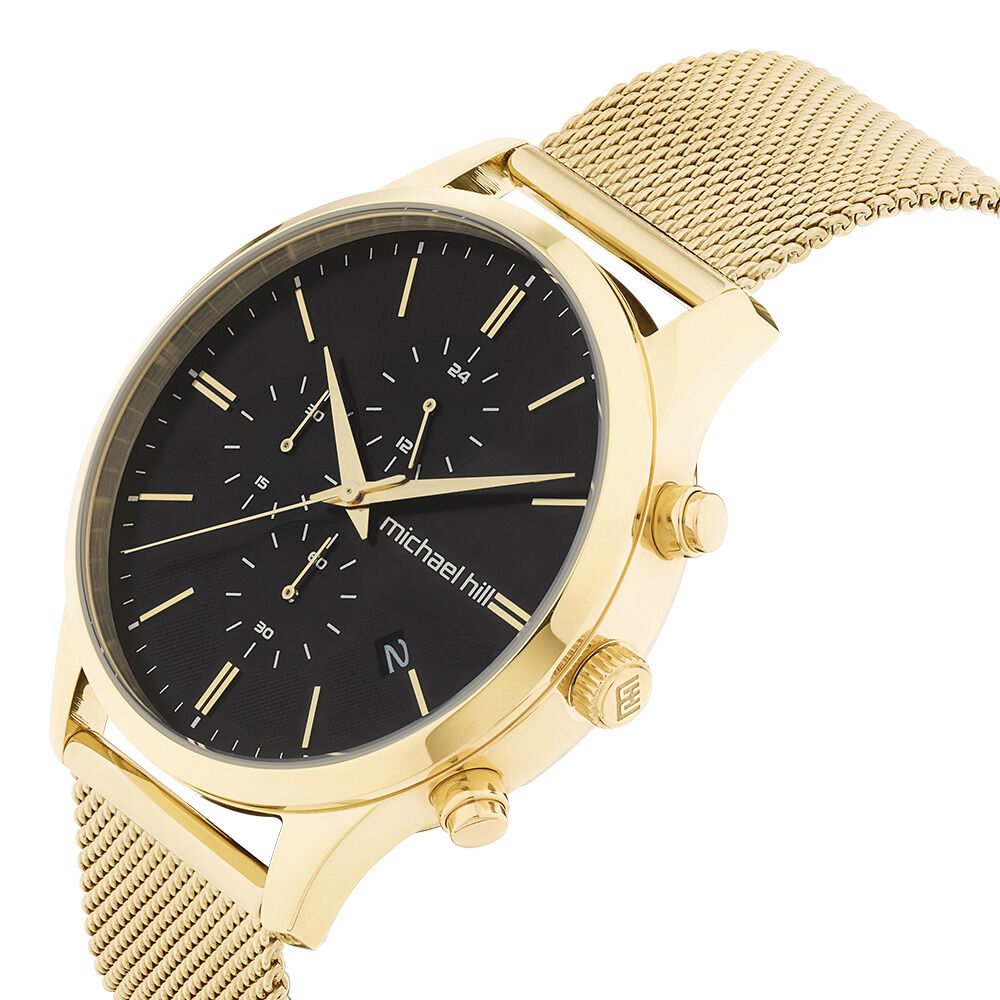 Montre chronographe en acier inoxydable doré pour homme