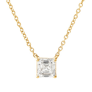 0.50 Carat TW Asscher Cut Laboratory-Grown Diamond Solitaire Necklace in 10kt Yellow Gold
