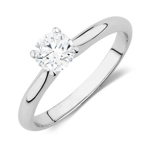 Certified Solitaire Engagement Ring with a 0.70 Carat TW Diamond in 14kt White Gold