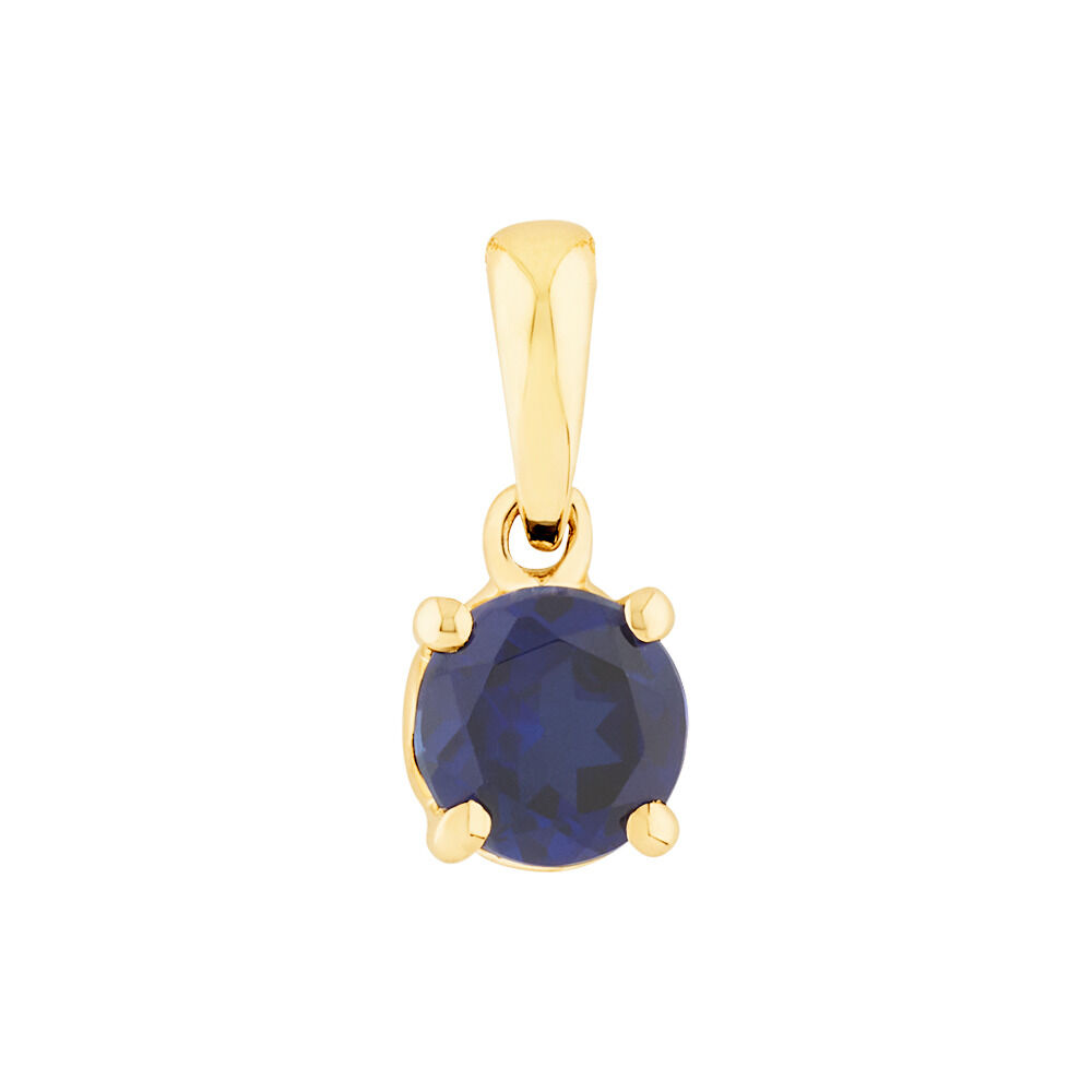 Pendant with Laboratory Created Blue Sapphire in 10kt Yellow Gold