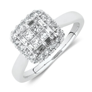 Evermore Halo Engagement Ring with 0.59 Carat TW of Diamonds in 14kt White Gold