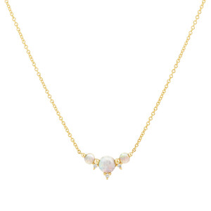 Necklace with Opal & Diamonds in 10kt Yellow Gold