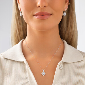 Fancy Halo Pendant with 0.69 Carat TW of Diamonds in 10kt White Gold