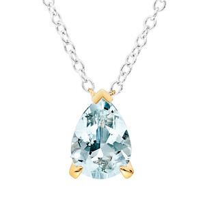 Pendant with Aquamarine in 10kt Yellow Gold & Sterling Silver