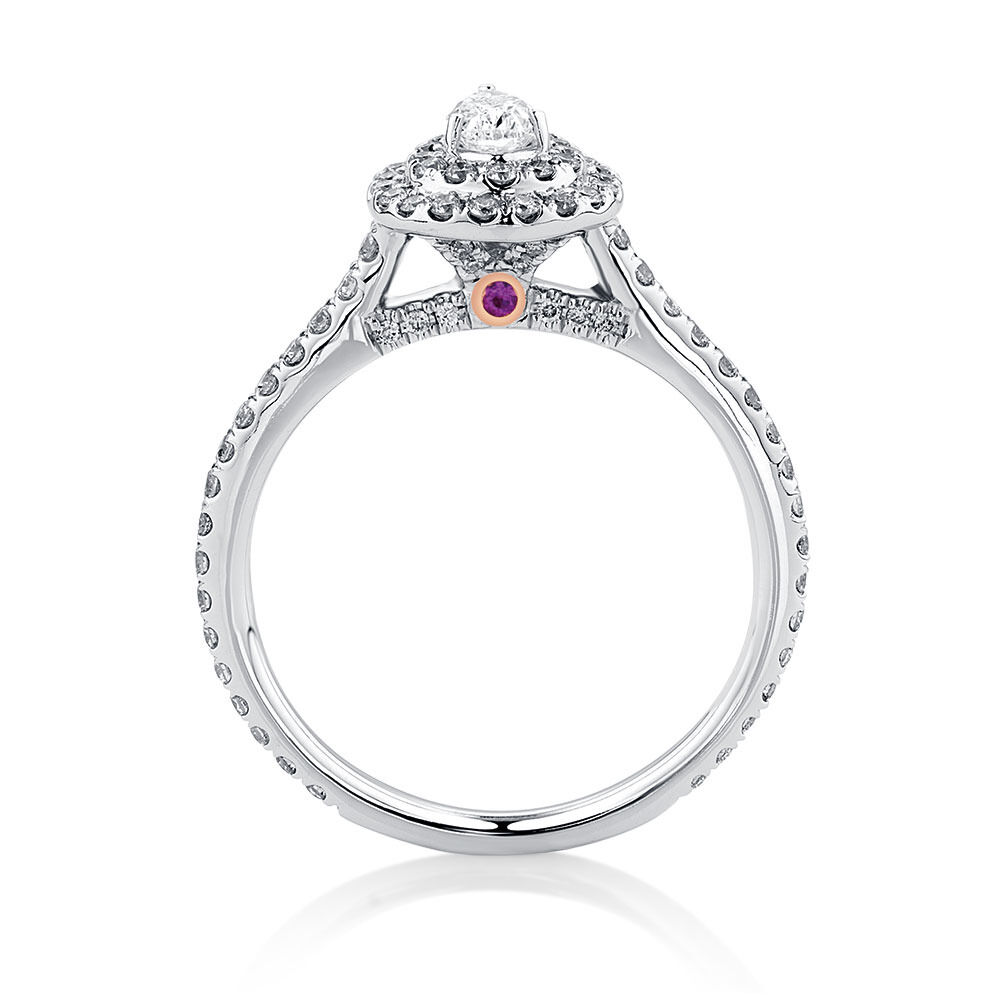 Sir Michael Hill Designer Double Halo Engagement Ring with 0.87 Carat TW of Diamonds in 14kt White Gold