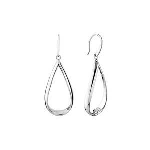 Sculpture Ribbon Hook Earrings in Sterling Silver