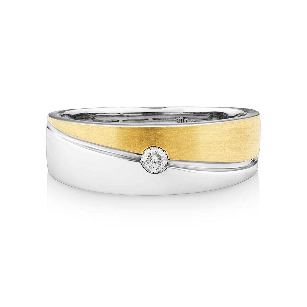 Ring with Diamond in 10kt Yellow & White Gold