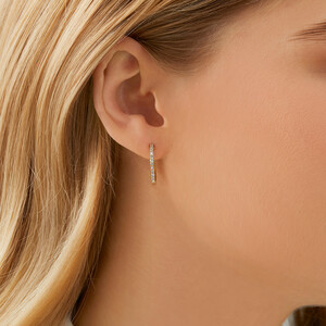 Hoop Earrings with 0.25 Carat TW Of Diamonds in 10kt Yellow Gold