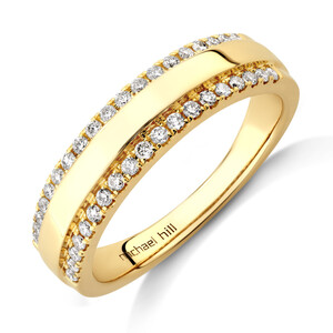 Claw Two-Row Duo Wedding Ring with 0.25 Carat TW of Diamonds in 10kt Yellow Gold