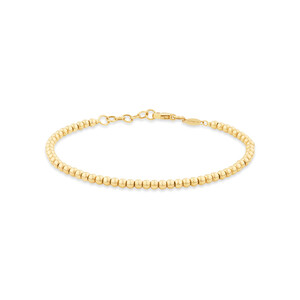Bracelet de perles en or jaune 10 K de 19 cm, largeur de 2,5 mm à 3 mm