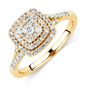 Bague de fiançailles en or jaune 10 K avec diamants totalisant 0,50 ct