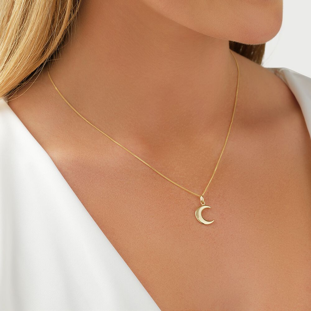 Diamond Large Crescent Moon Pendant Necklace - Nuha Jewelers