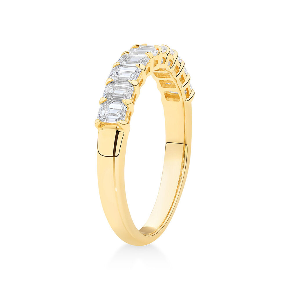 Wedding Ring with 0.80 Carat TW of Emerald Cut Diamonds in 14kt Yellow Gold
