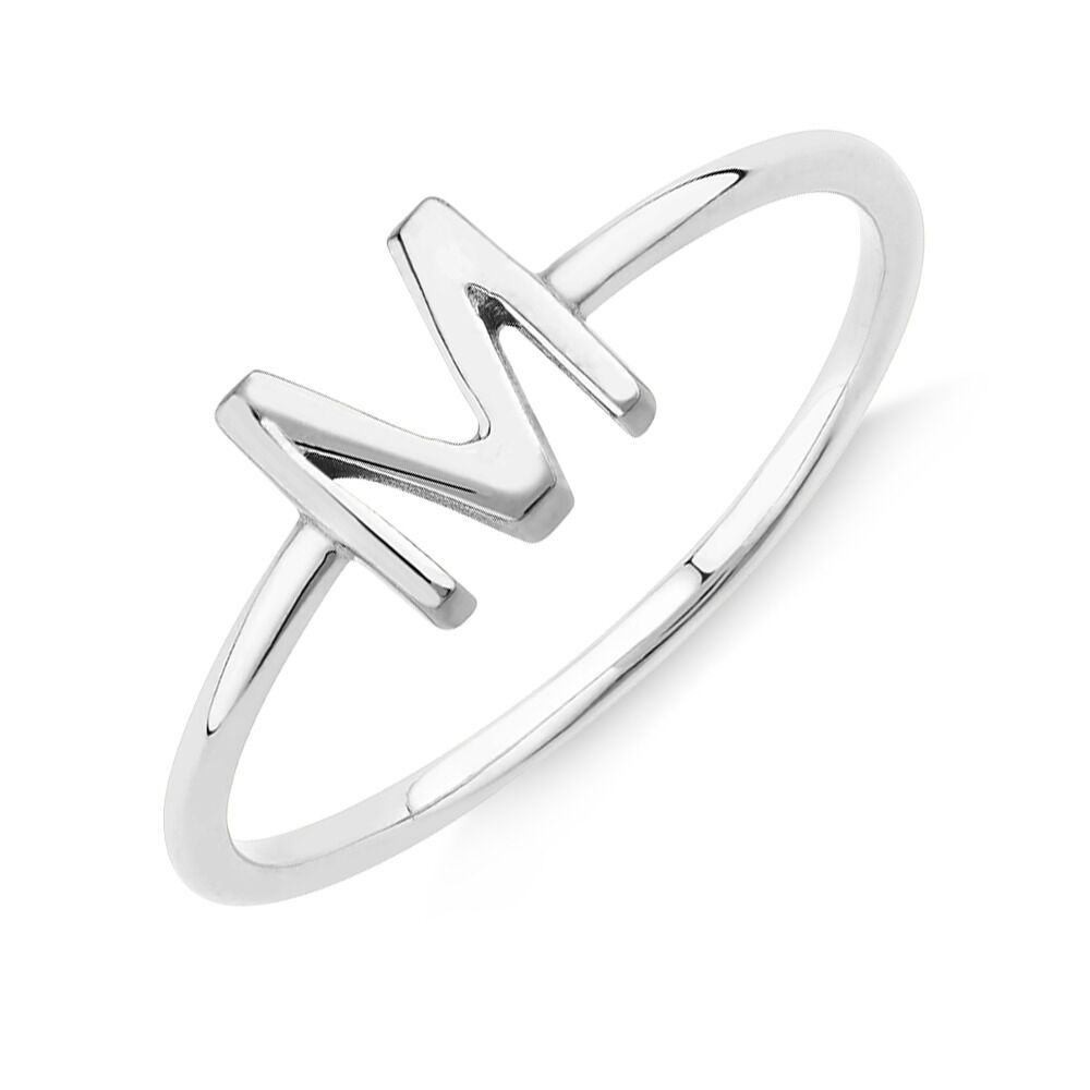 M Initial Ring in Sterling Silver