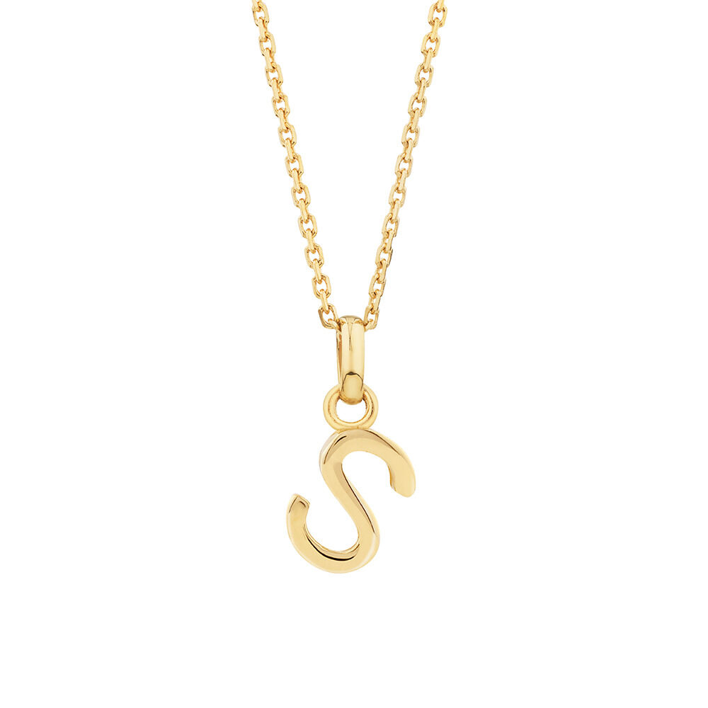S Initial Pendant in 10kt Yellow Gold
