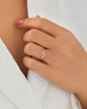 Ring with Morganite and 0.10 Carat TW of Diamonds in 10kt Rose Gold