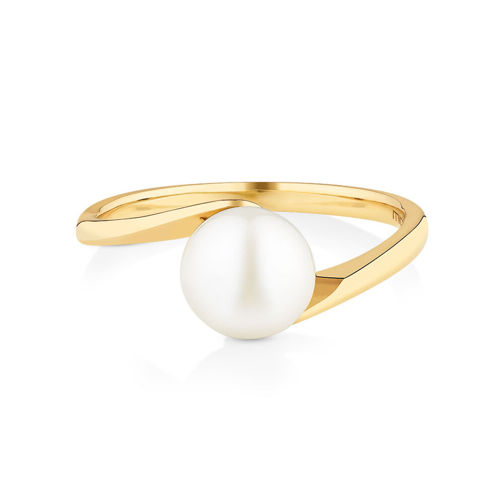 Twist Ring with Cultured Freshwater Pearl in 10kt Yellow Gold