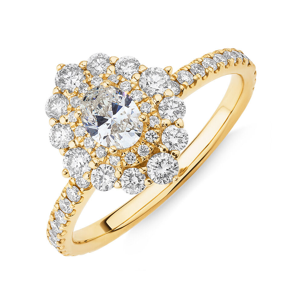 Ring with 0.30 Carat TW of White & Natural Yellow Diamonds in 10ct Yellow &  White Gold