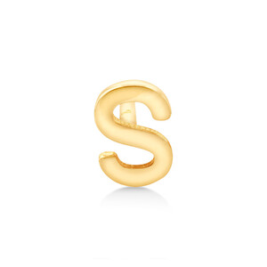 Bouton d'oreille unique à initiale S en or jaune 10 K