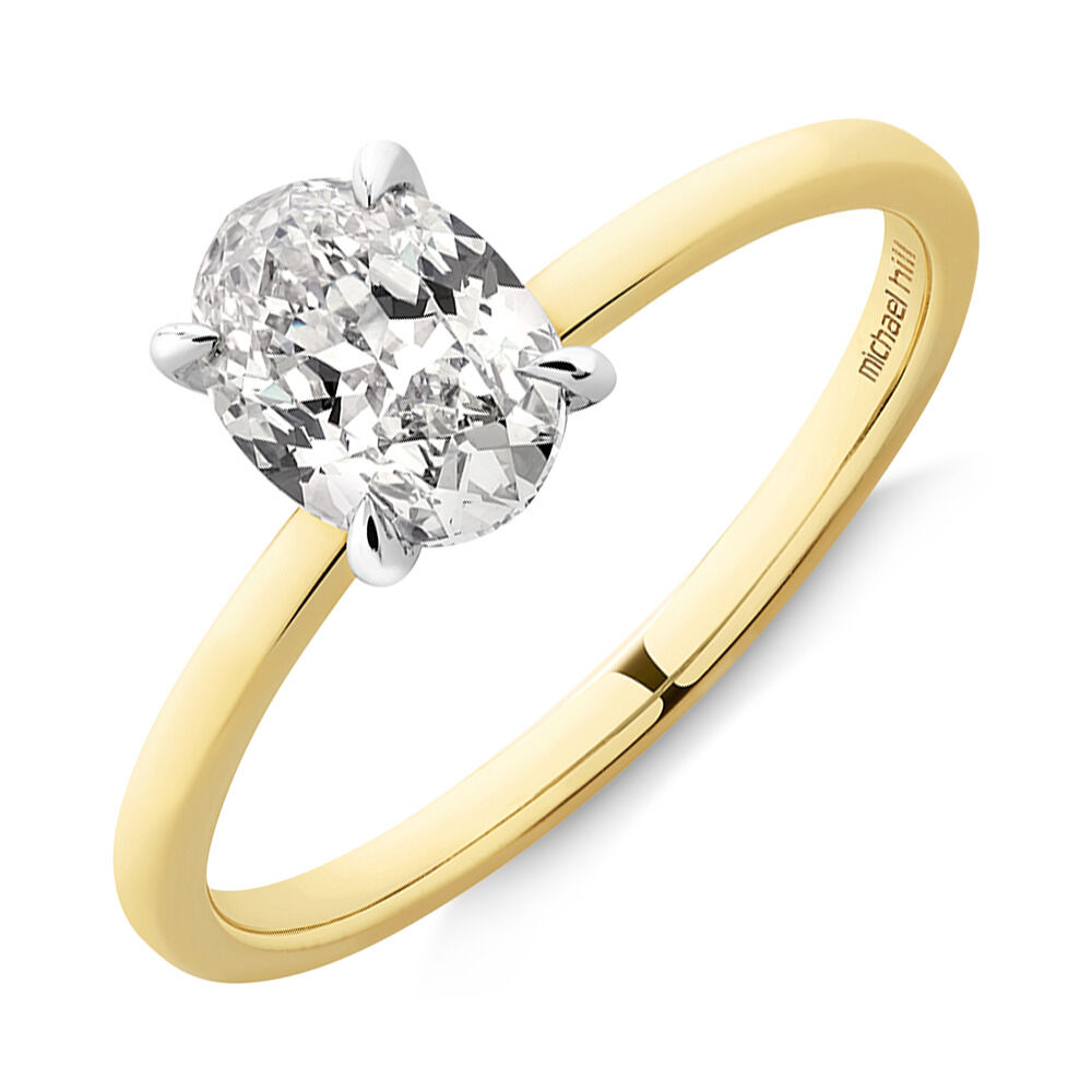 Southern Star Oval Solitaire Engagement Ring with a 1 Carat TW Diamond in 18kt Yellow & White Gold