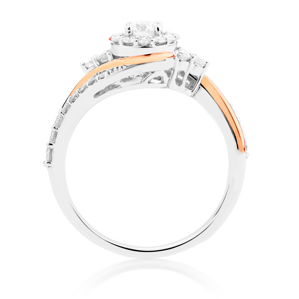 Engagement Ring with 3/4 Carat TW of Diamonds in 14kt White & Rose Gold