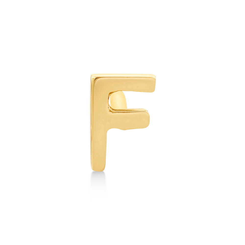 F Initial Single Stud Earring in 10kt Yellow Gold