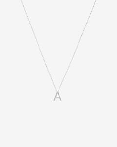 A' Initial necklace with 0.10 Carat TW of Diamonds in 10ct White Gold