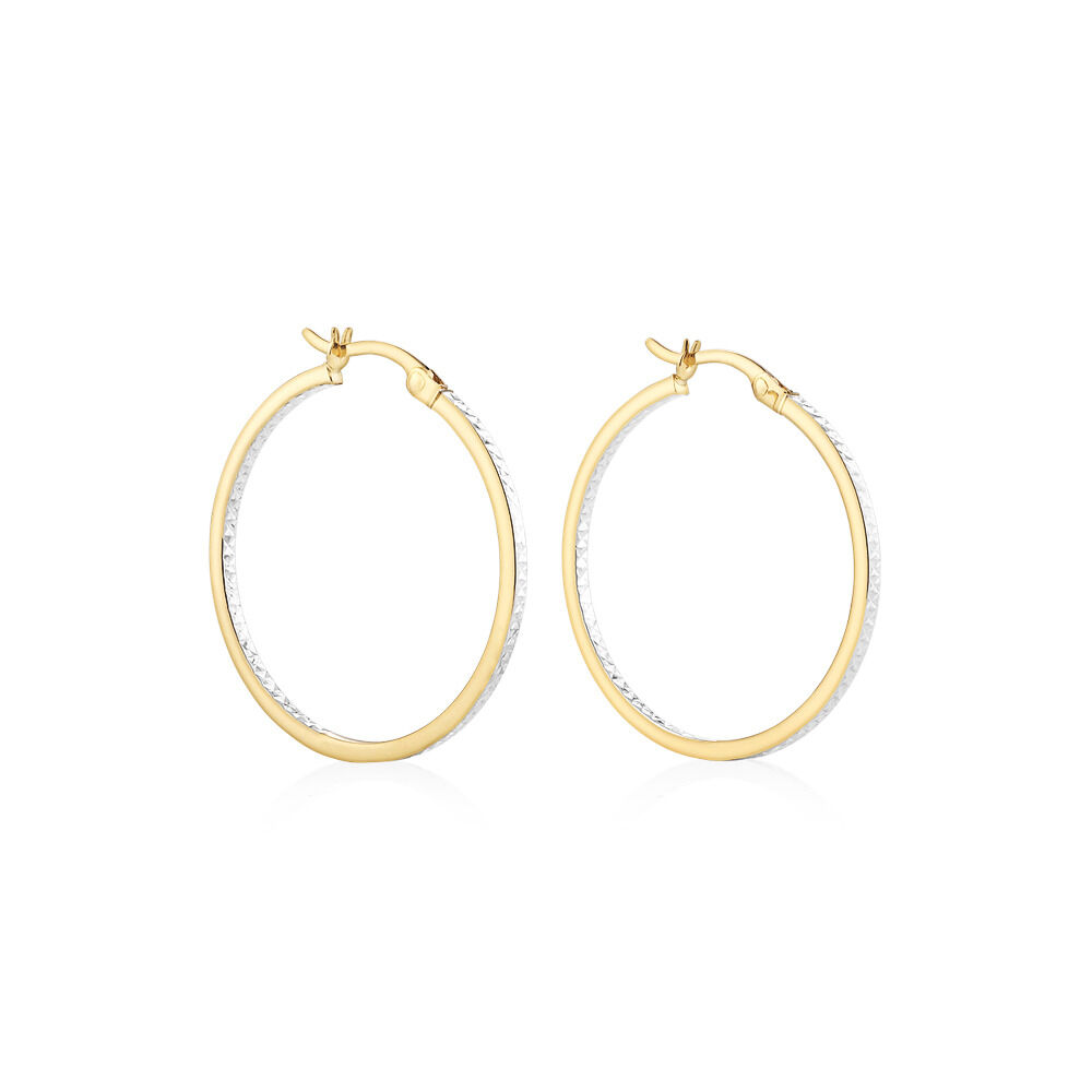 Hoop Earrings in 10kt Yellow & White Gold