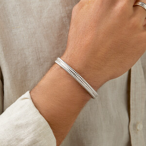 Textured Pattern Cuff Bracelet in Sterling Silver