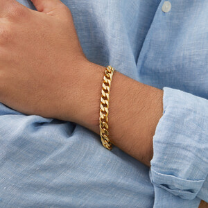 Bracelet à maillons gourmette de 23 cm en or jaune 10 K, largeur de 7,5 à 8 mm
