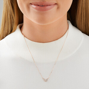 Butterfly Necklace with Diamonds in 10kt Rose Gold