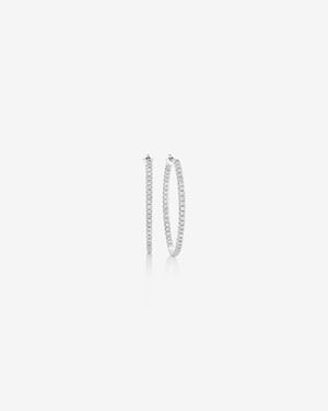 Oval Shape Hoop Earrings with 1.00ct TW of Diamonds in 10kt White Gold