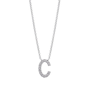 C Initial Necklace with 0.10 Carat TW of Diamonds in 10kt White Gold
