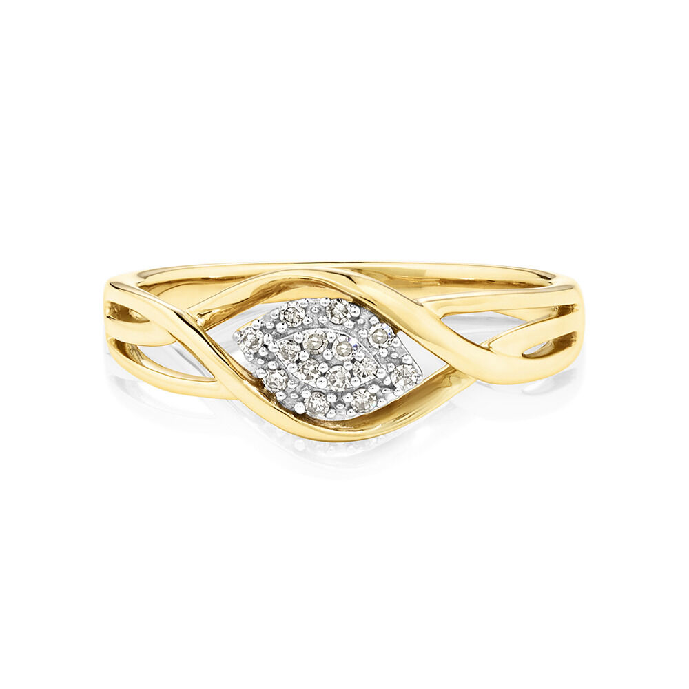 Twist Cluster Ring with Diamonds in 10kt Yellow Gold