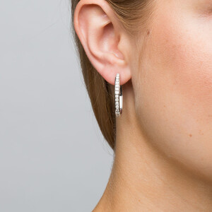 Hoop Earrings with 1 Carat TW of Diamonds in 10kt White Gold