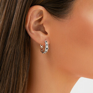 Bubble Huggie Earrings with Sapphire and .52 Carat TW Diamonds in 14kt White Gold
