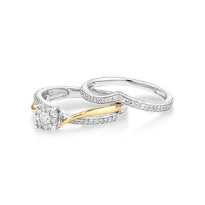 Bridal Set with 0.33 Carat TW of Diamonds in 10kt White & Yellow Gold