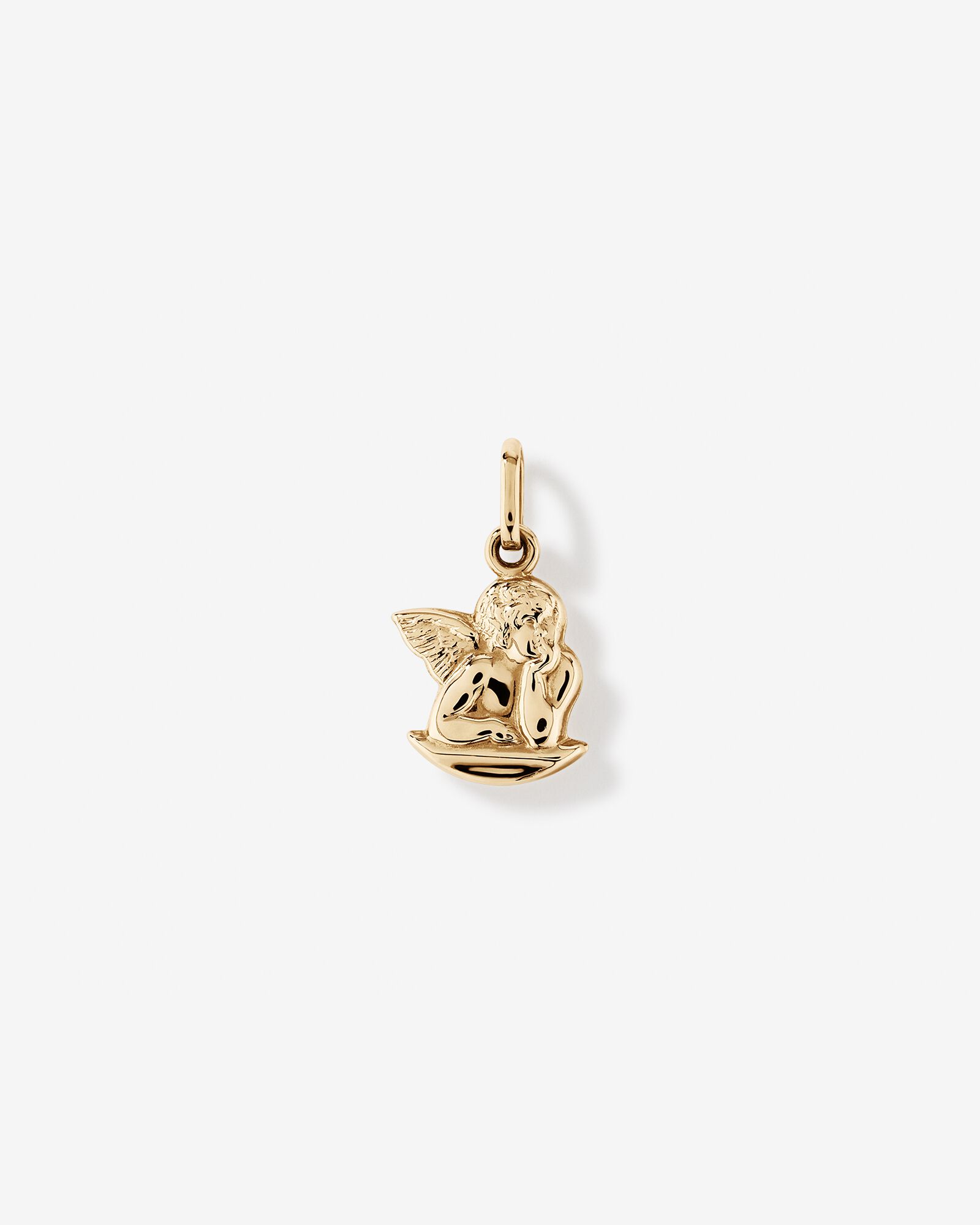 Pendentif Vintage Cupidon En Or Jaune 14k Avec Perles Et Rubis Sur Chaîne Boîte 18