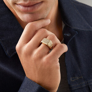 Men's Ring with 1 Carat TW of Diamonds In 10kt Yellow Gold