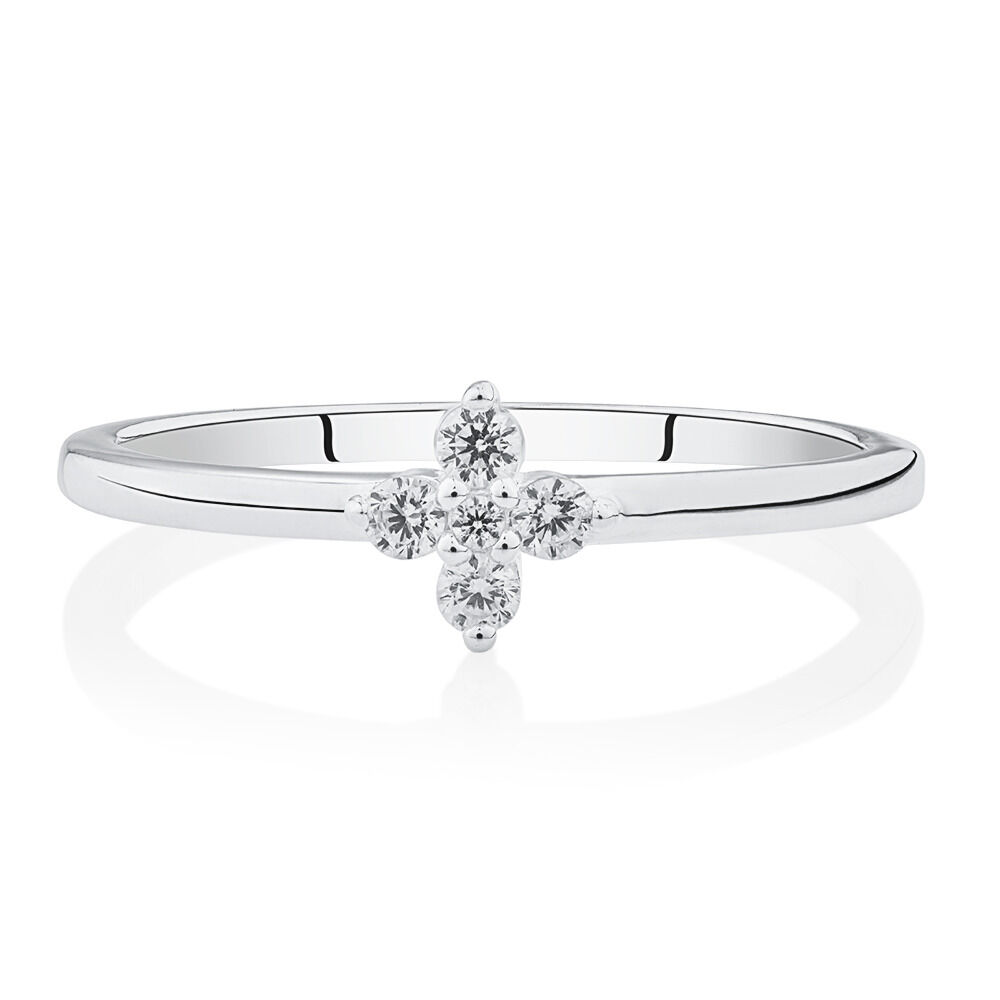 Flower Ring with Cubic Zirconia in Sterling Silver