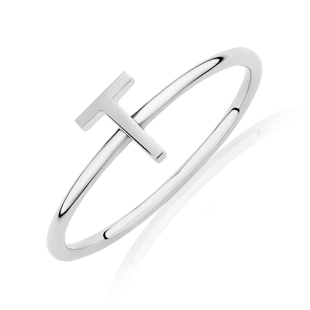 T Initial Ring in Sterling Silver