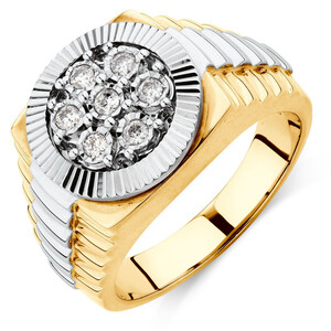 Men's Ring with 1/4 Carat TW of Diamonds in 10kt Yellow & White Gold