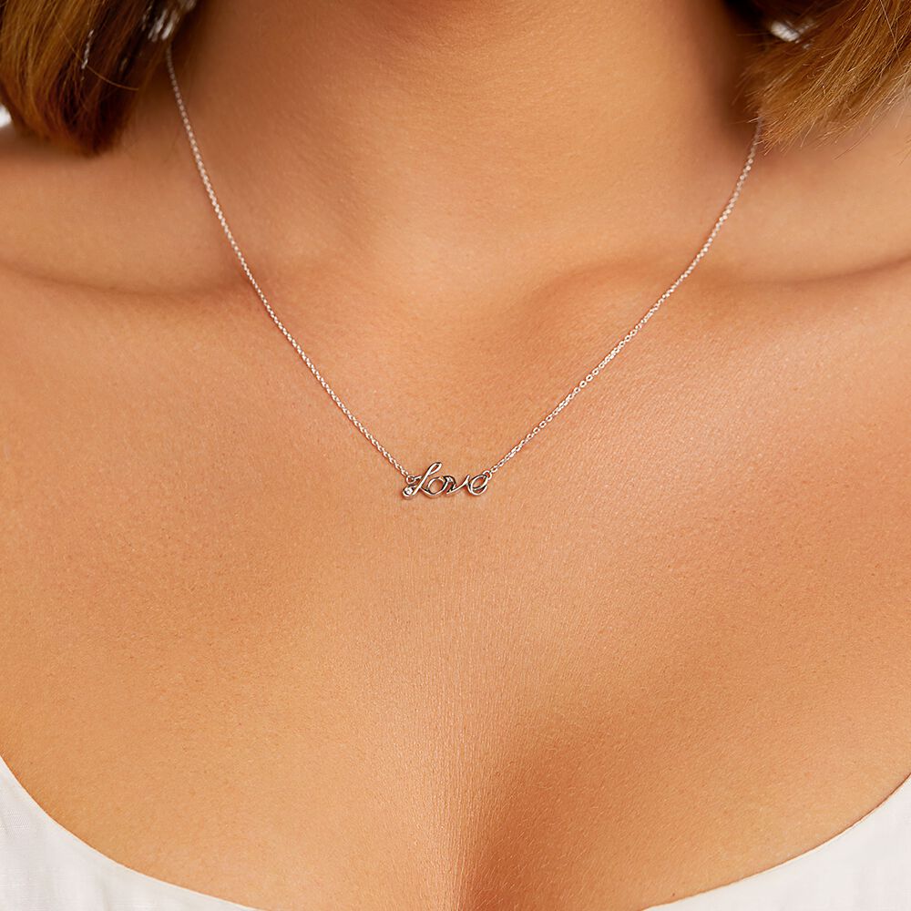 Love Necklace with Diamonds in Sterling Silver