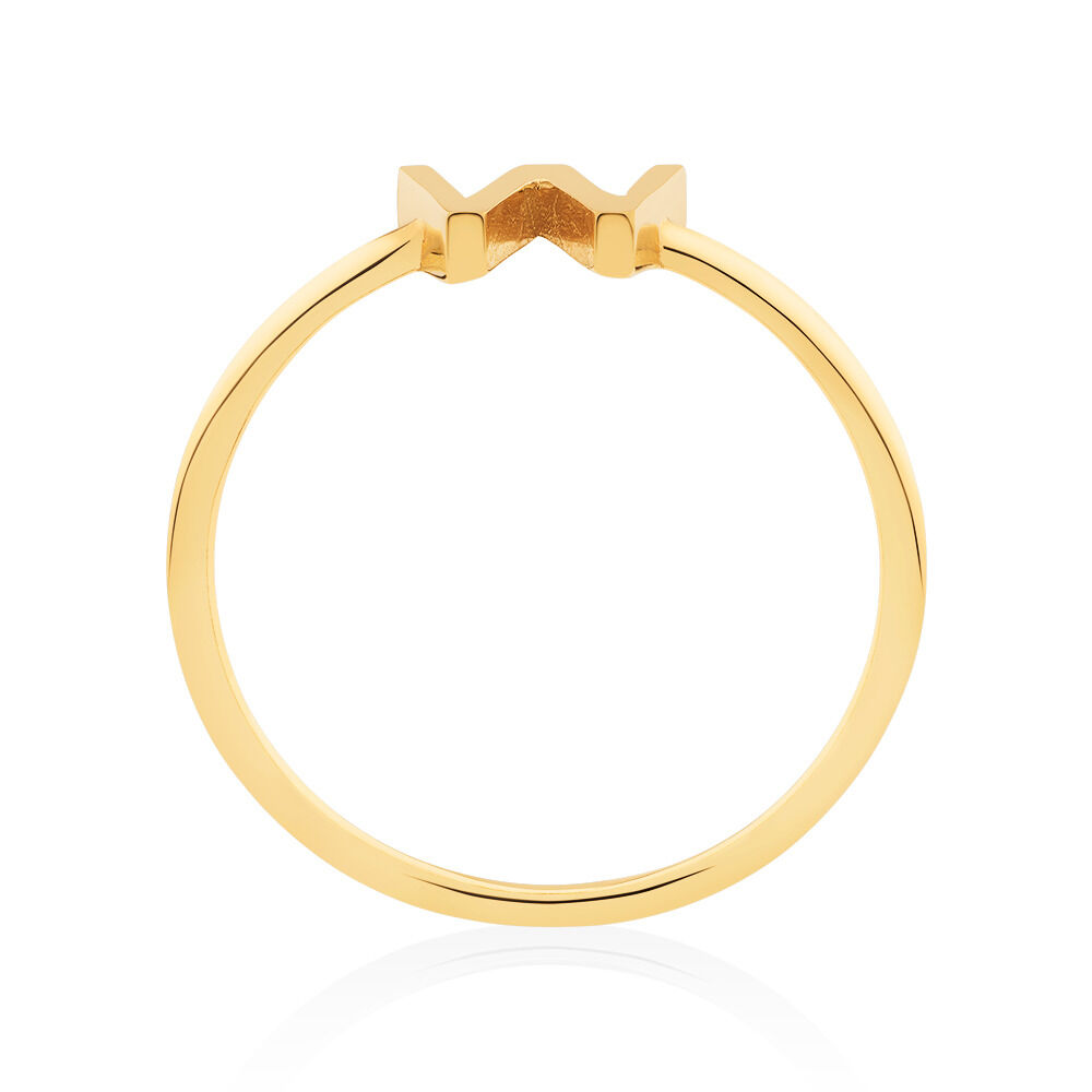 W Initial Ring in 10kt Yellow Gold