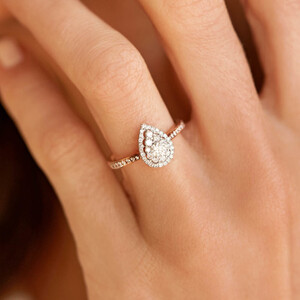 Evermore Halo Pear Engagement Ring with 0.45 Carat TW Diamonds in 10kt Rose & White Gold