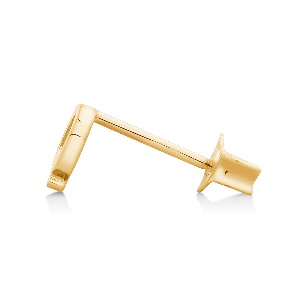 Q Initial Single Stud Earring in 10kt Yellow Gold