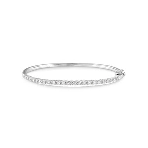 Bracelet jonc de 61 mm en or blanc 10 K avec diamants ovales totalisant 1 ct