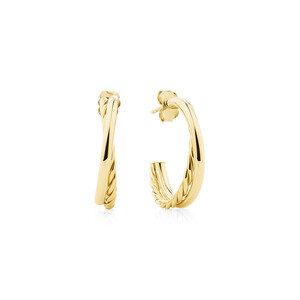 Round Crossover Hoop Earrings in 10kt Yellow Gold