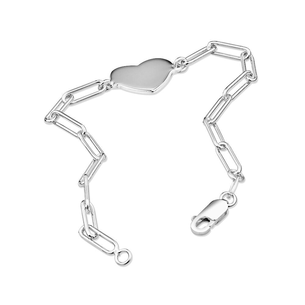 19cm (7.5") Heart Paperclip Bracelet in Sterling Silver