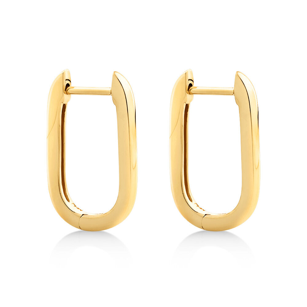 Huggie Paperclip Earrings in 10kt Yellow Gold
